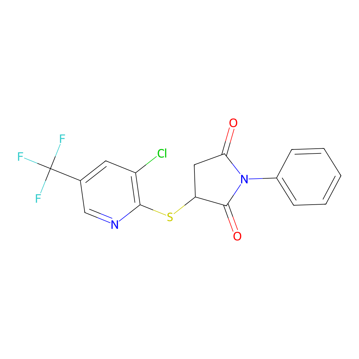 3-{[3-chloro-5-(trifluoromethyl)-2-pyridinyl]sulfanyl}-1-phenyldihydro-1H-pyrrole-2,5-dione molecular structure, CAS 321430-83-5