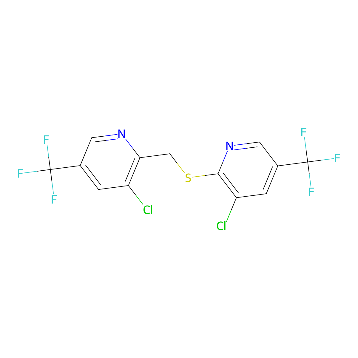 3-Chloro-2-({[3-chloro-5-(trifluoromethyl)pyridin-2-yl]sulfanyl}methyl)-5-(trifluoromethyl)pyridine molecular structure, CAS 321430-84-6