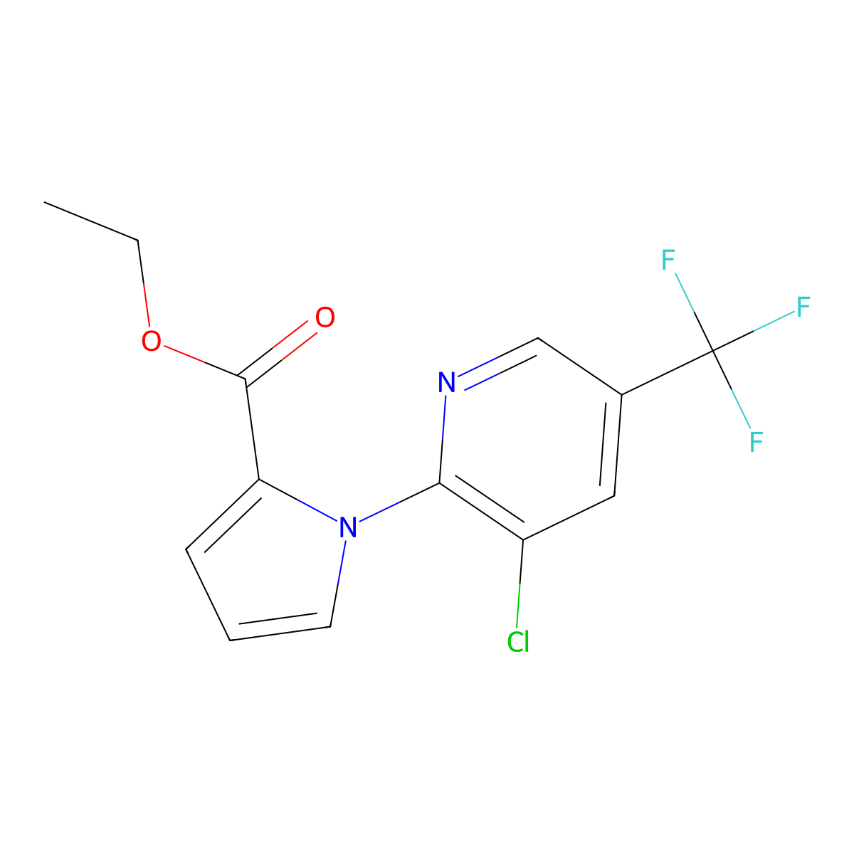 ethyl 1-[3-chloro-5-(trifluoromethyl)-2-pyridinyl]-1H-pyrrole-2-carboxylate molecular structure, CAS 321430-87-9