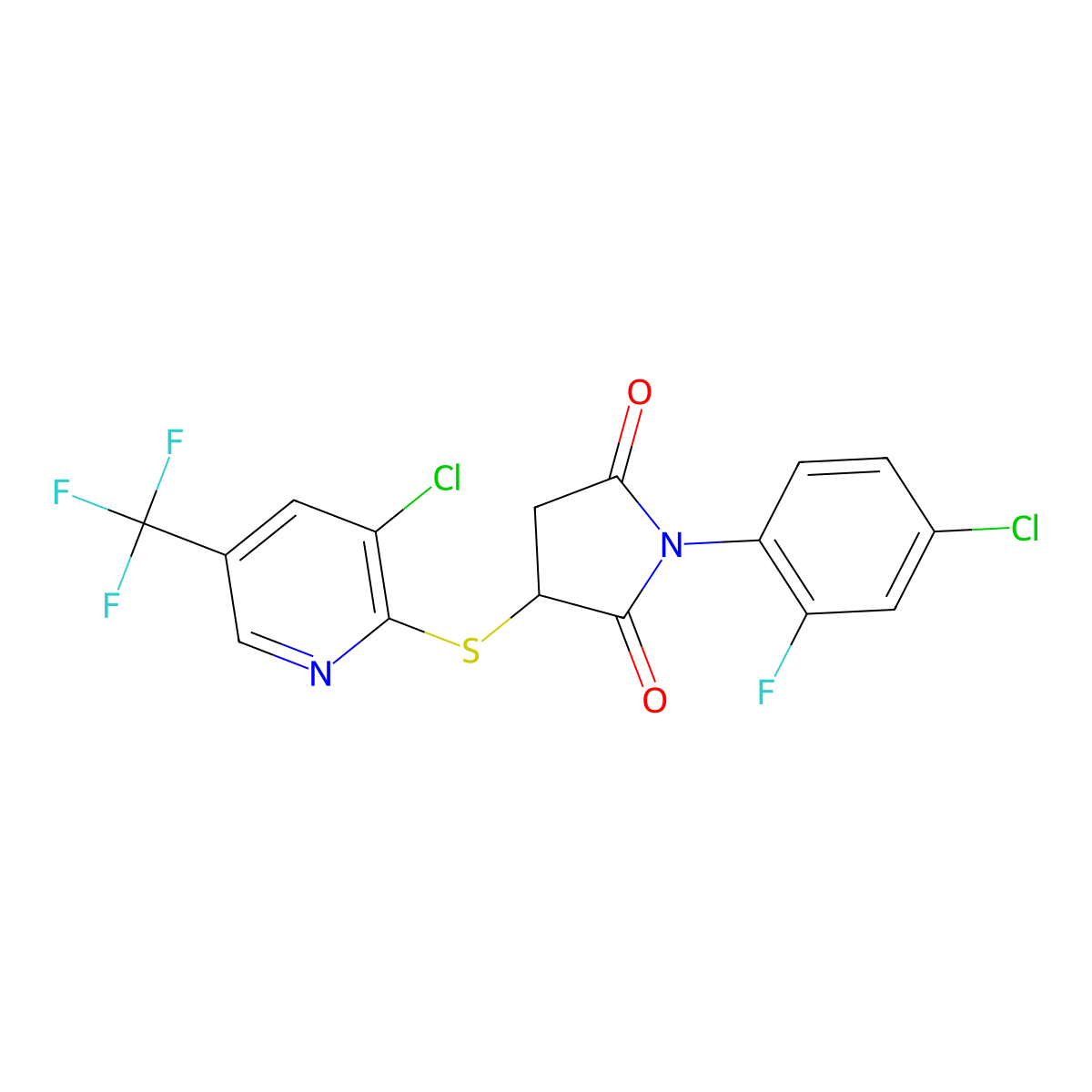 1-(4-chloro-2-fluorophenyl)-3-{[3-chloro-5-(trifluoromethyl)-2-pyridinyl]sulfanyl}dihydro-1H-pyrrole-2,5-dione molecular structure, CAS 321430-90-4
