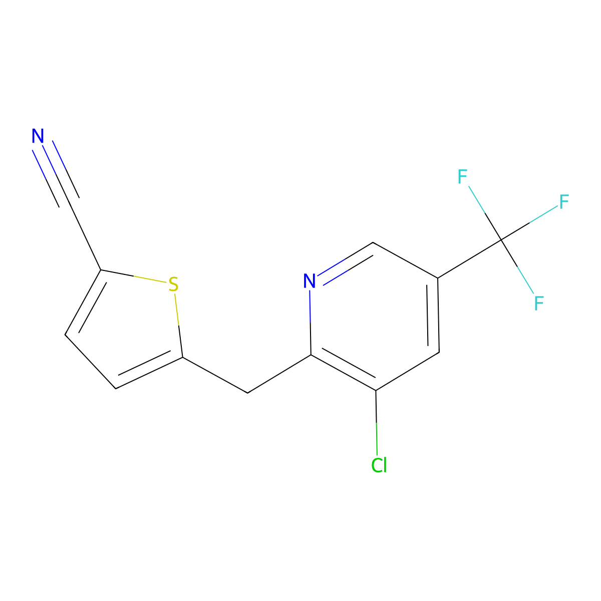 5-{[3-Chloro-5-(trifluoromethyl)-2-pyridinyl]methyl}-2-thiophenecarbonitrile molecular structure, CAS 321430-92-6