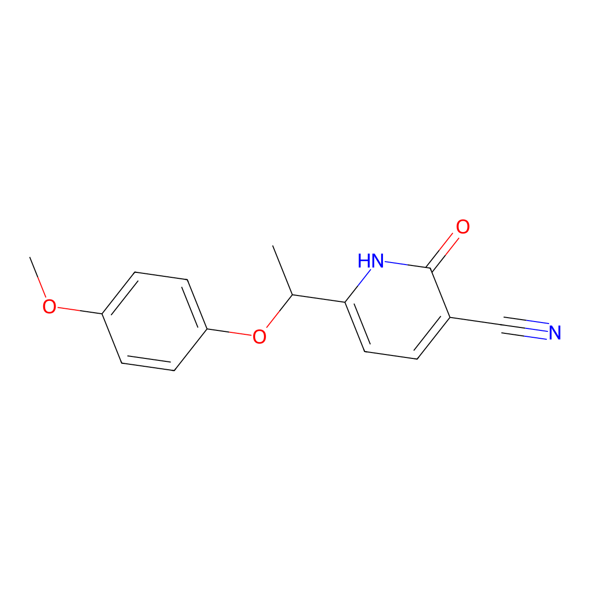 2-Hydroxy-6-[1-(4-methoxyphenoxy)ethyl]nicotinonitrile molecular structure, CAS 321430-94-8