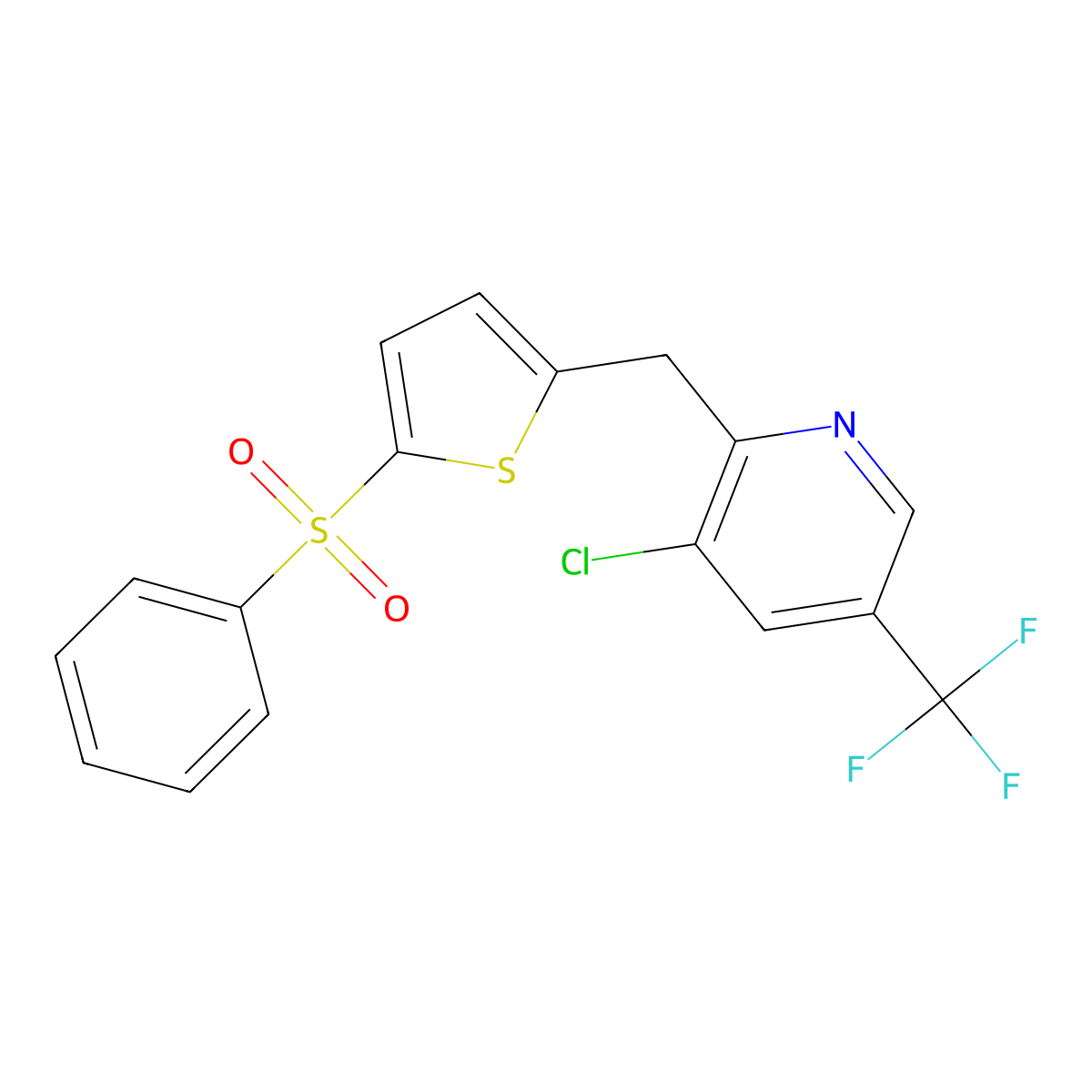 3-Chloro-2-{[5-(phenylsulfonyl)-2-thienyl]methyl}-5-(trifluoromethyl)pyridine molecular structure, CAS 321430-98-2