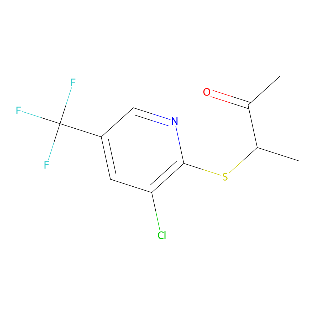 3-{[3-Chloro-5-(trifluoromethyl)-2-pyridinyl]sulfanyl}-2-butanone molecular structure, CAS 321430-99-3