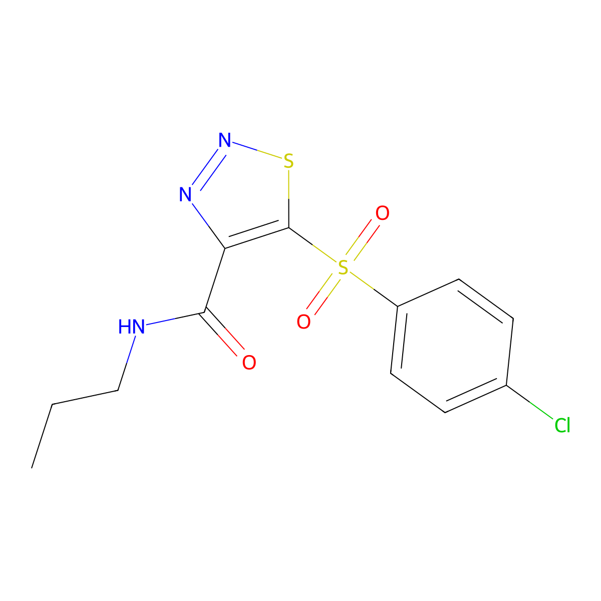 5-[(4-chlorophenyl)sulfonyl]-N-propyl-1,2,3-thiadiazole-4-carboxamide molecular structure, CAS 321431-00-9