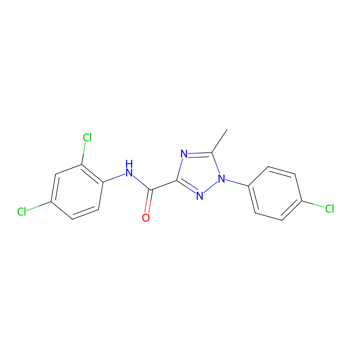 1-(4-chlorophenyl)-N-(2,4-dichlorophenyl)-5-methyl-1H-1,2,4-triazole-3-carboxamide molecular structure, CAS 321431-02-1