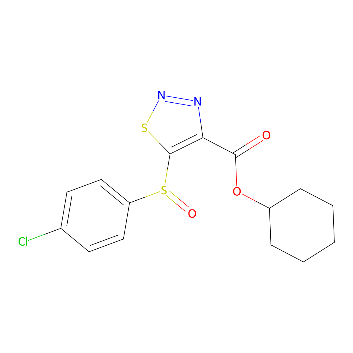 Cyclohexyl 5-[(4-chlorophenyl)sulfinyl]-1,2,3-thiadiazole-4-carboxylate molecular structure, CAS 321431-05-4