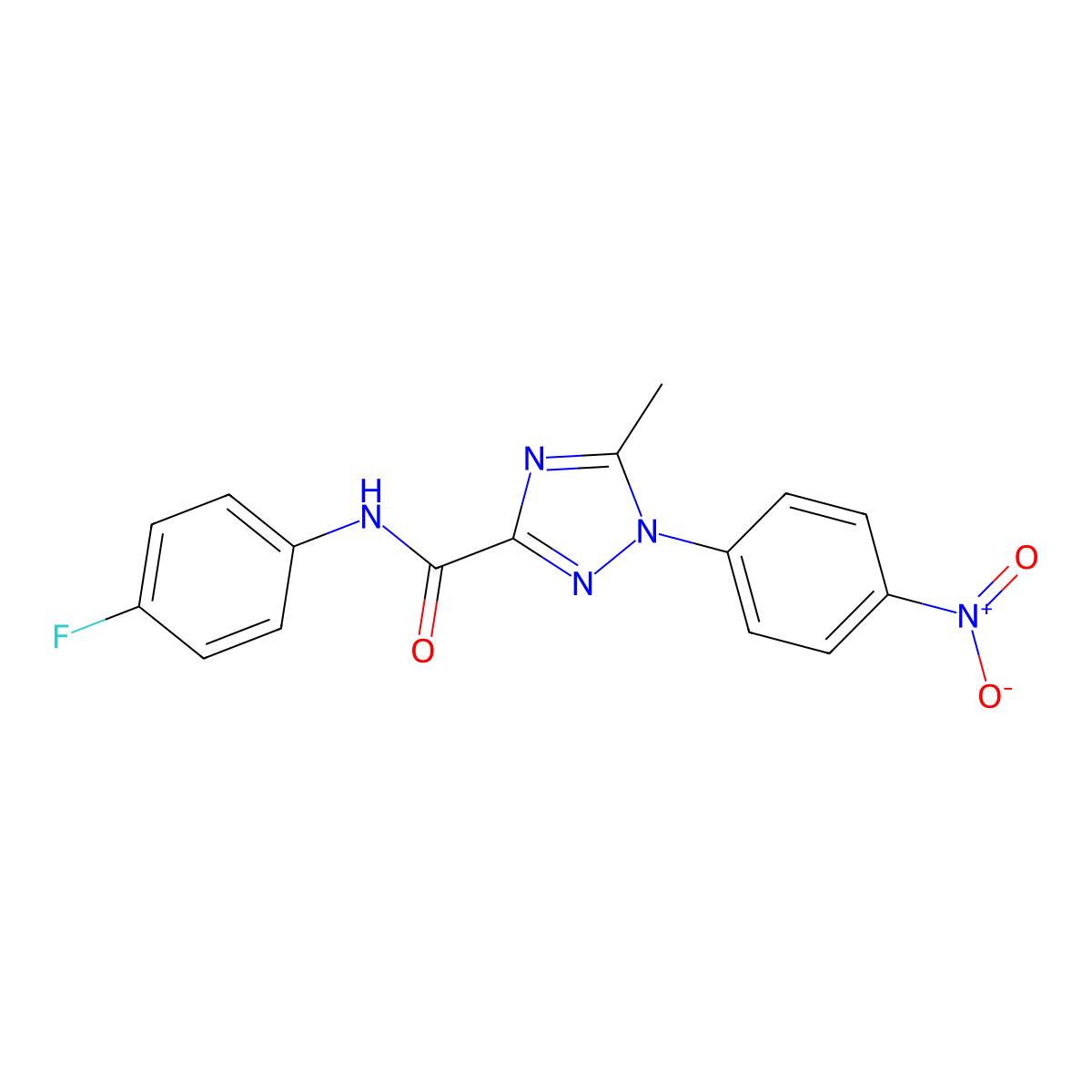 N-(4-fluorophenyl)-5-methyl-1-(4-nitrophenyl)-1H-1,2,4-triazole-3-carboxamide molecular structure, CAS 321431-08-7