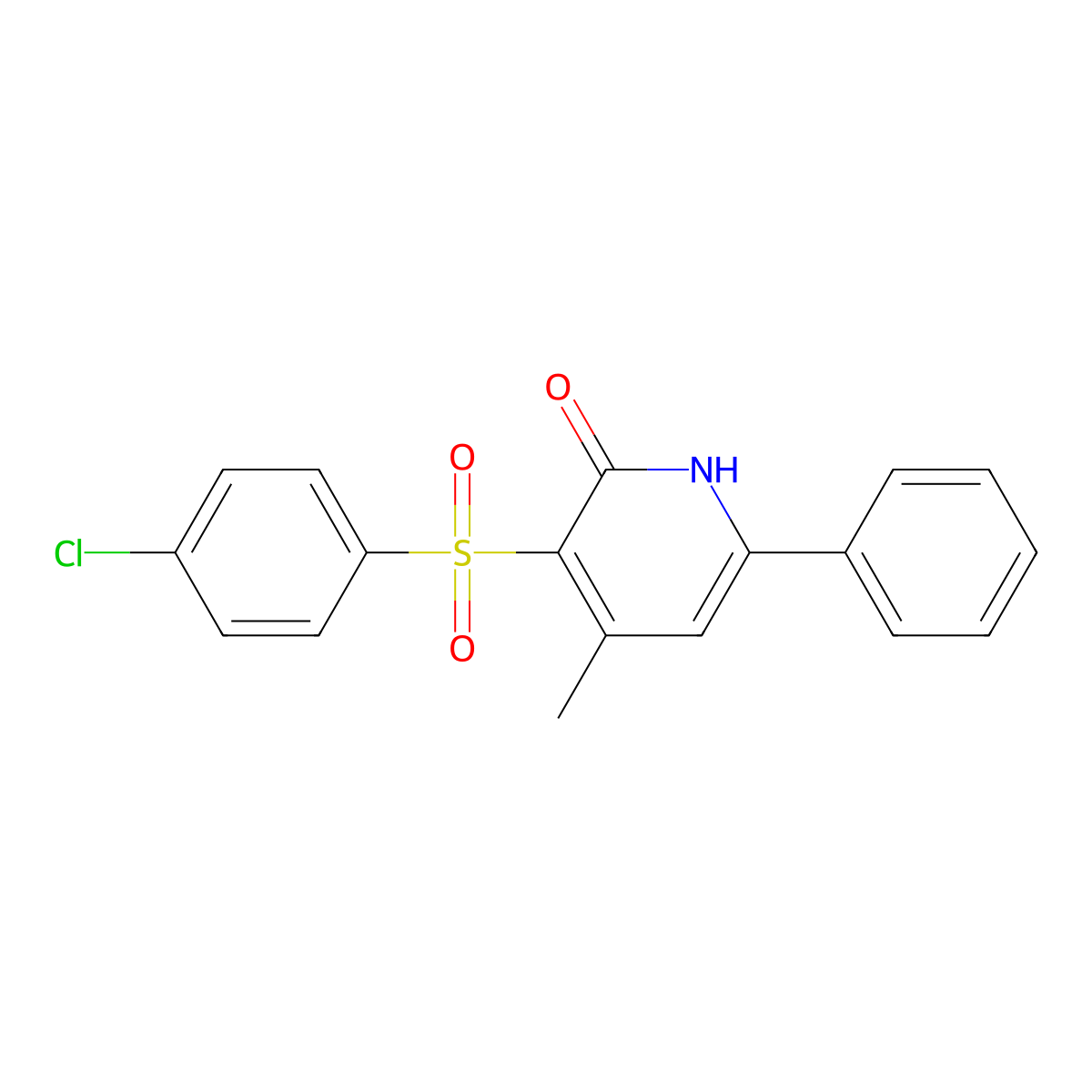 3-[(4-chlorophenyl)sulfonyl]-4-methyl-6-phenyl-2(1H)-pyridinone molecular structure, CAS 321431-16-7