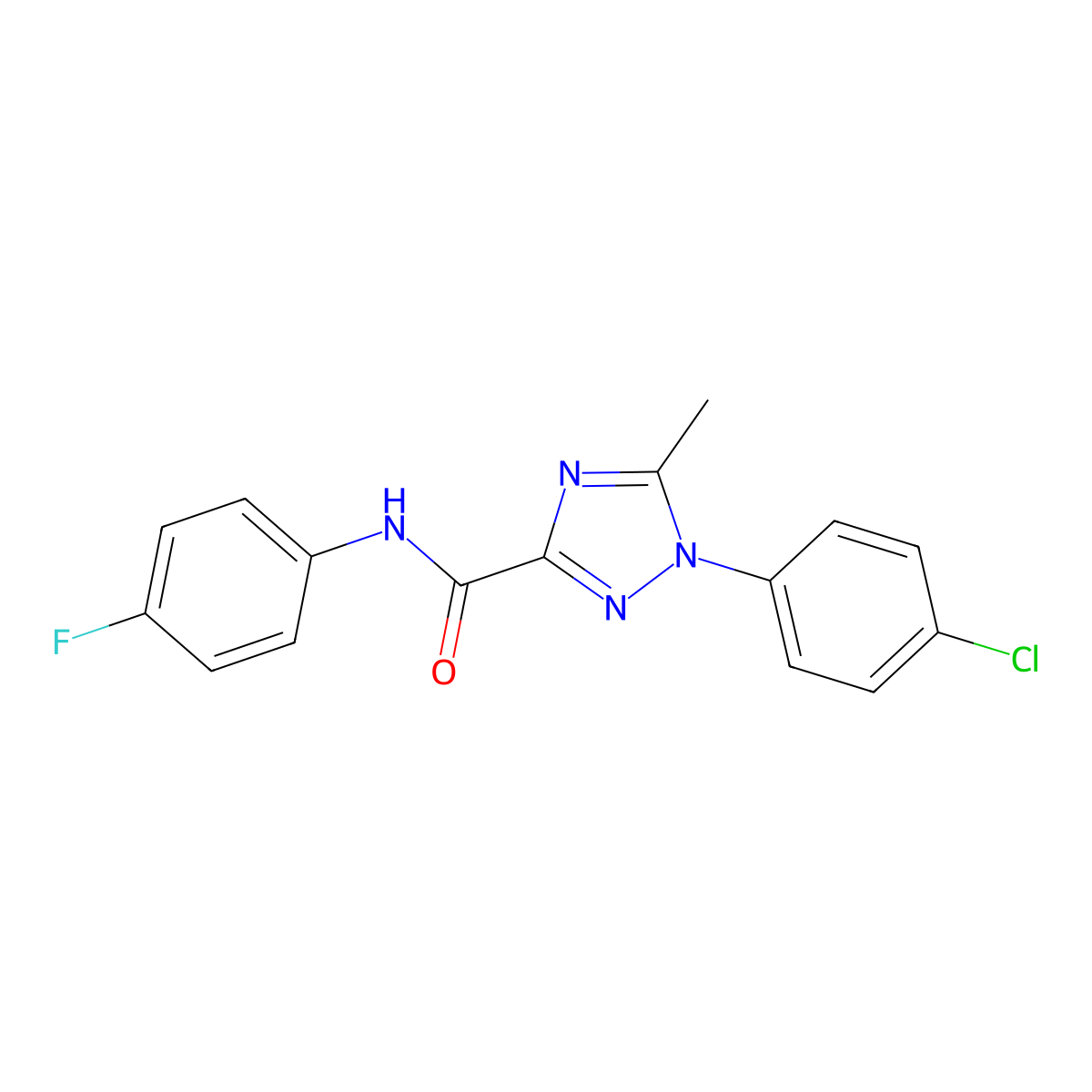 1-(4-chlorophenyl)-N-(4-fluorophenyl)-5-methyl-1H-1,2,4-triazole-3-carboxamide molecular structure, CAS 321431-19-0