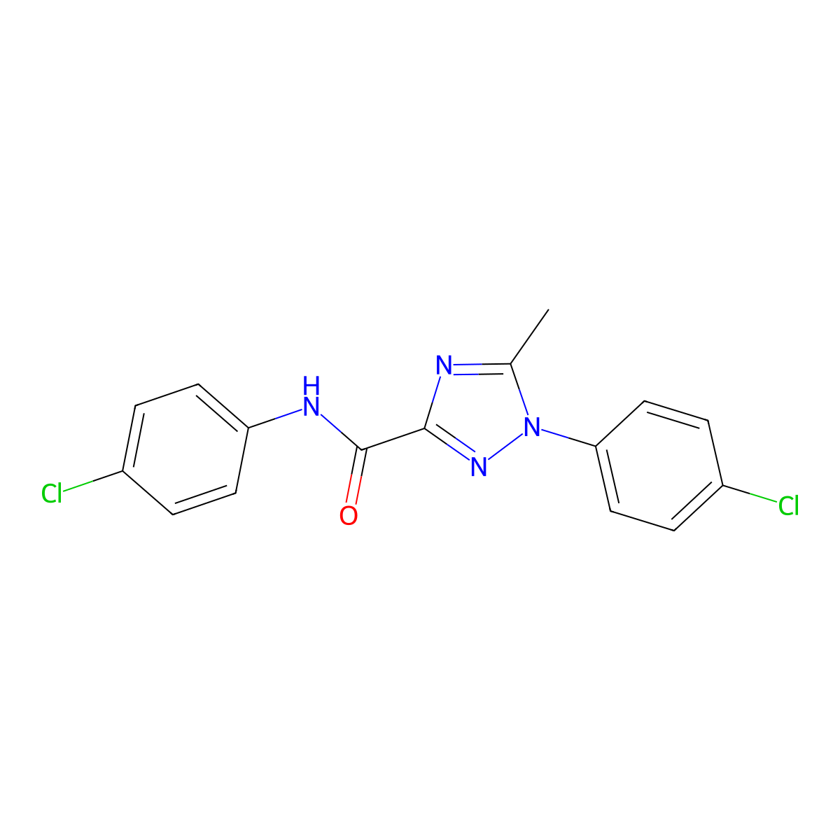 N,1-bis(4-chlorophenyl)-5-methyl-1H-1,2,4-triazole-3-carboxamide molecular structure, CAS 321431-20-3