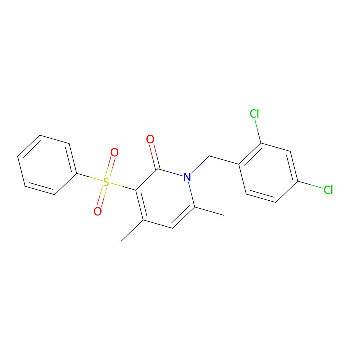 1-(2,4-dichlorobenzyl)-4,6-dimethyl-3-(phenylsulfonyl)-2(1H)-pyridinone molecular structure, CAS 321431-27-0