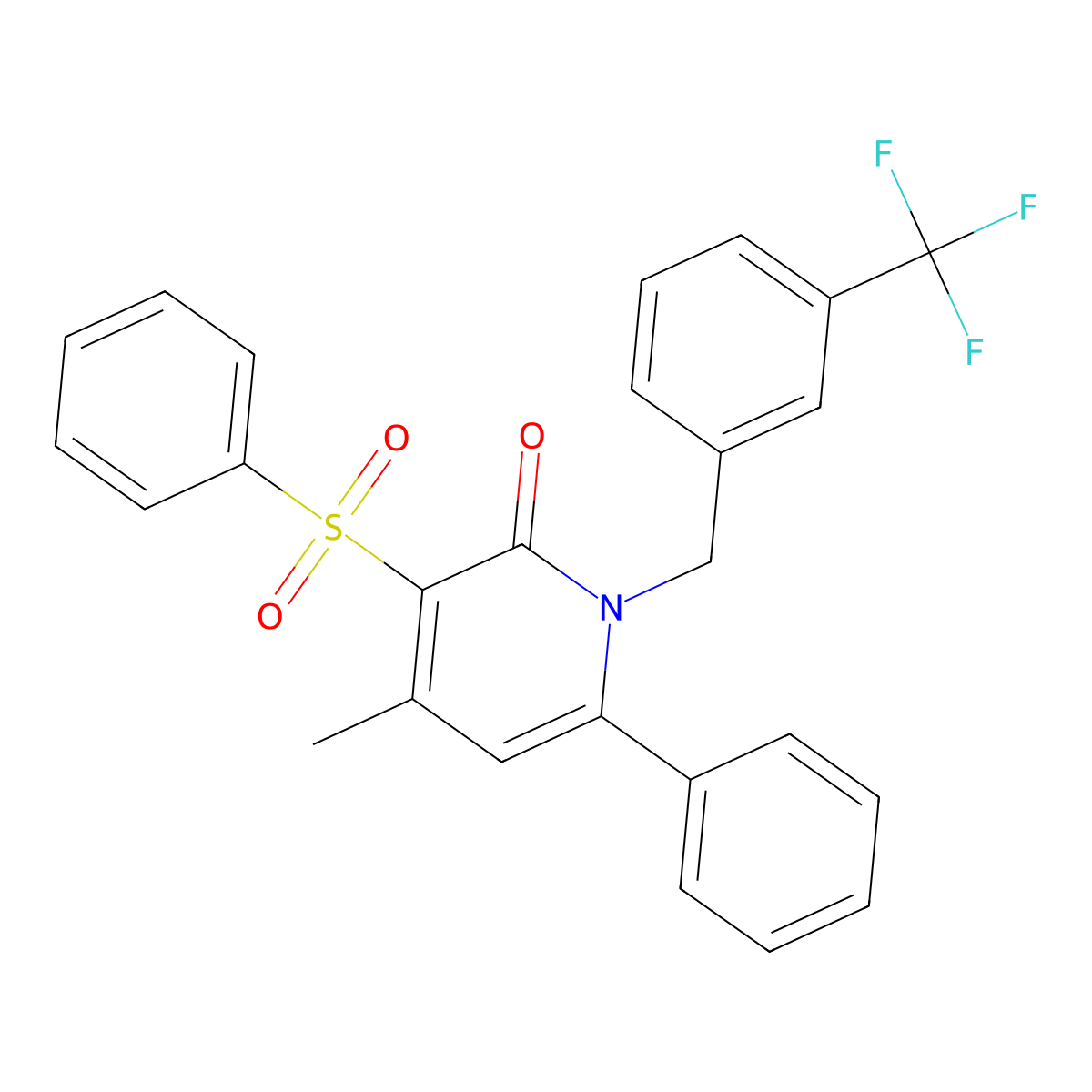 3-(Benzenesulfonyl)-4-methyl-6-phenyl-1-[[3-(trifluoromethyl)phenyl]methyl]pyridin-2-one molecular structure, CAS 321431-33-8
