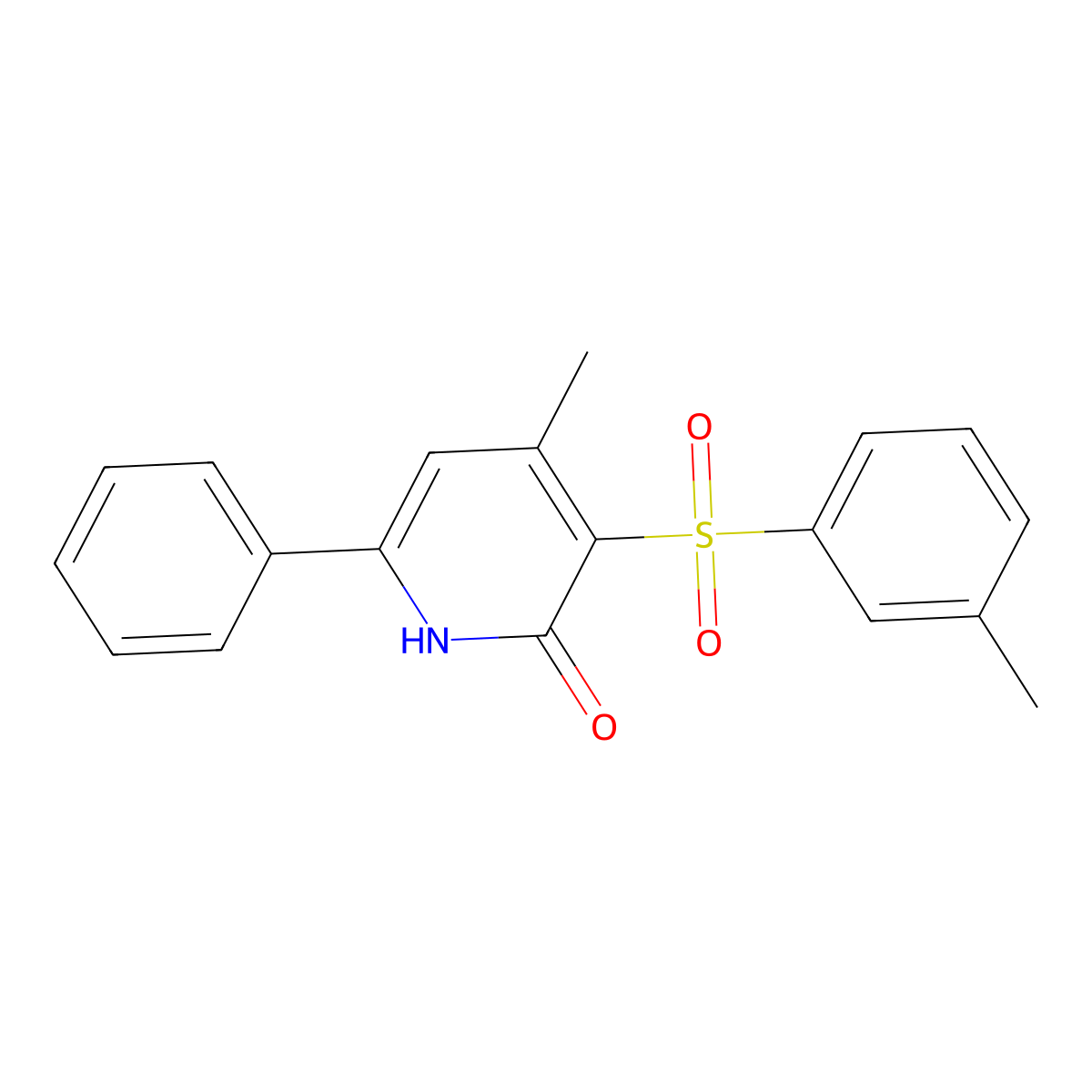 4-methyl-3-[(3-methylphenyl)sulfonyl]-6-phenyl-2(1H)-pyridinone molecular structure, CAS 321431-40-7