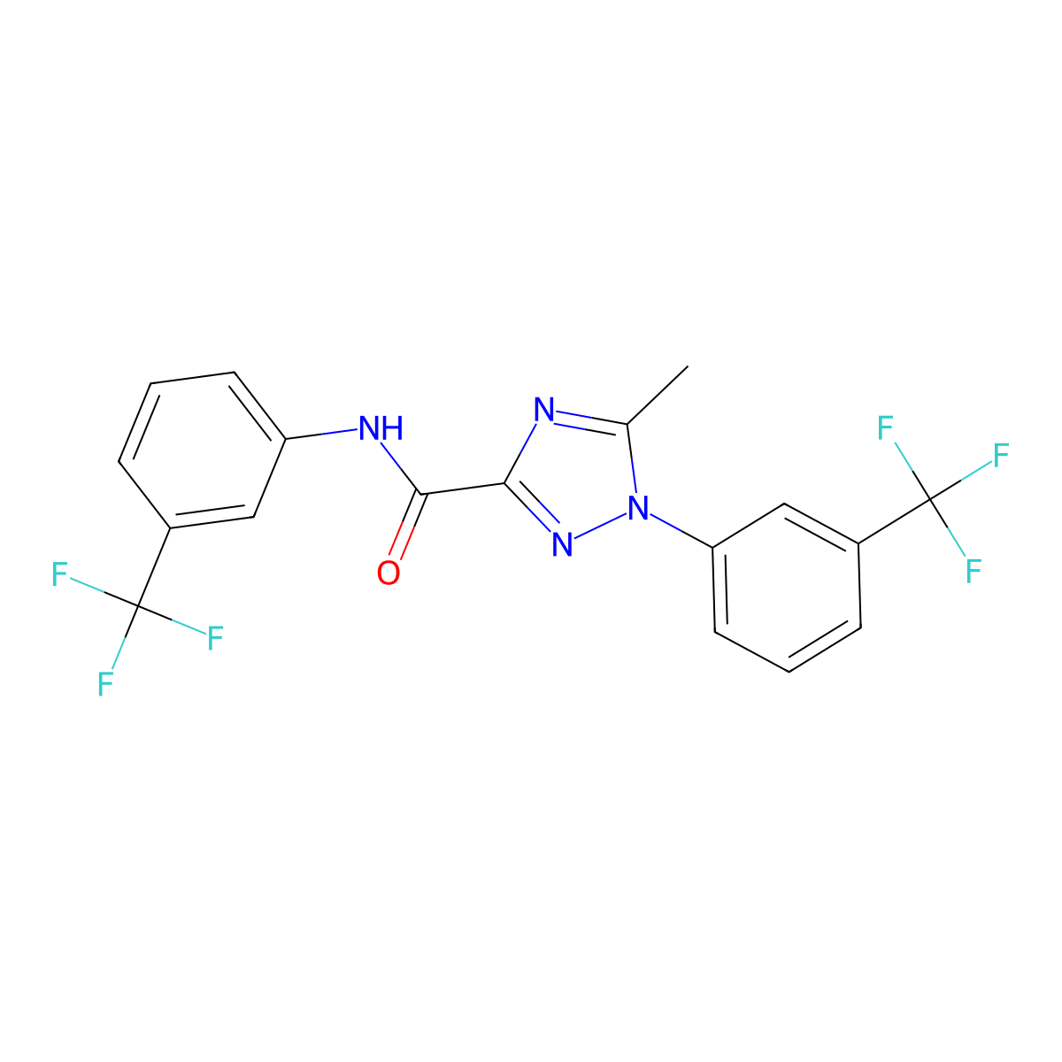5-methyl-N,1-bis[3-(trifluoromethyl)phenyl]-1H-1,2,4-triazole-3-carboxamide molecular structure, CAS 321431-48-5