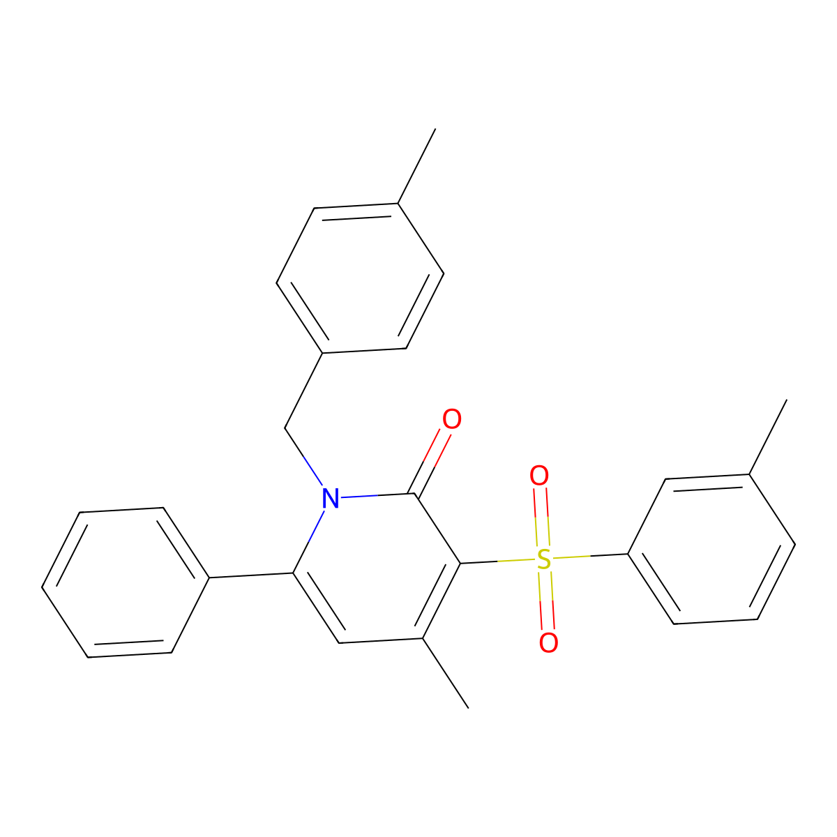 4-methyl-1-(4-methylbenzyl)-3-[(3-methylphenyl)sulfonyl]-6-phenyl-2(1H)-pyridinone molecular structure, CAS 321431-52-1