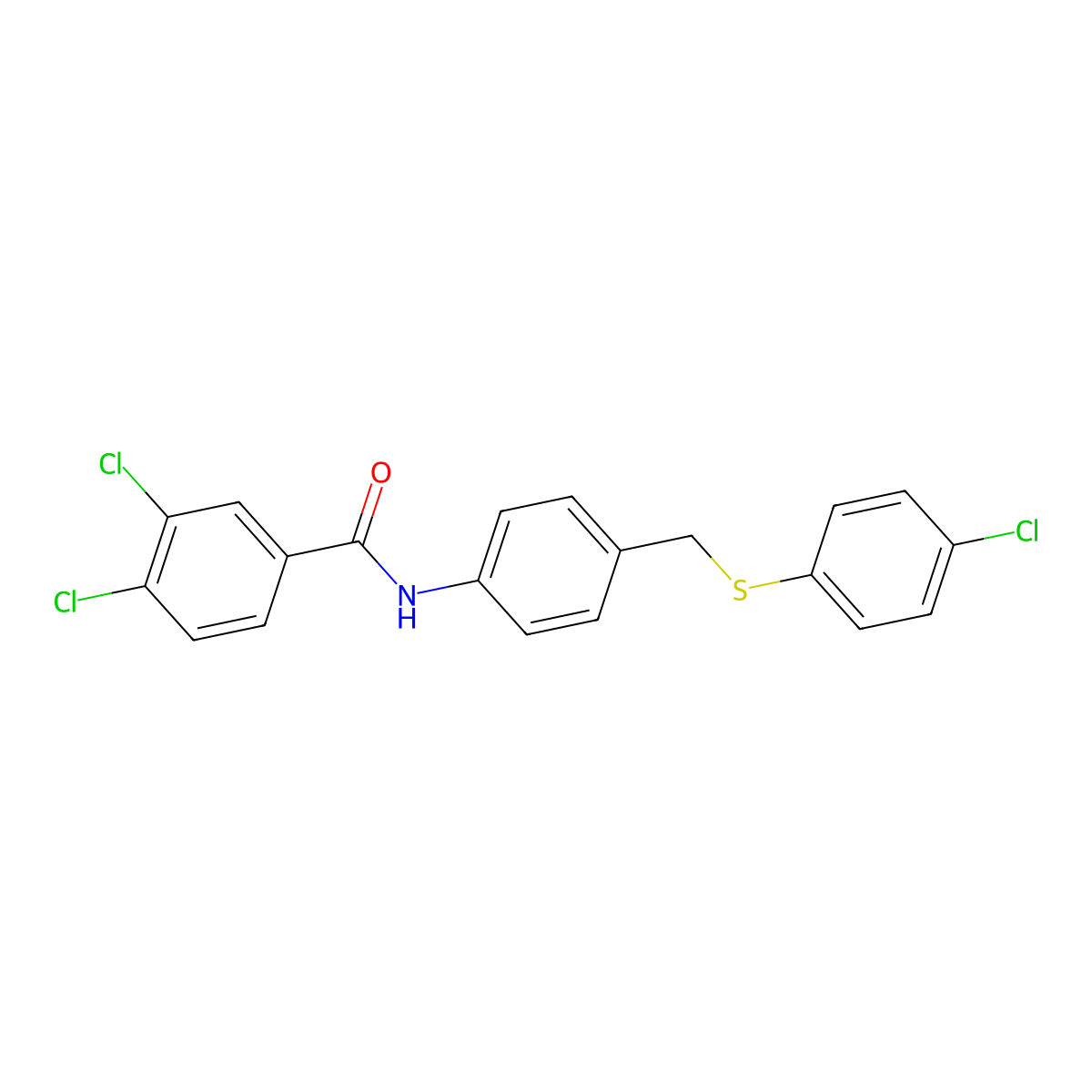 3,4-dichloro-N-[4-[(4-chlorophenyl)sulfanylmethyl]phenyl]benzamide molecular structure, CAS 321431-66-7
