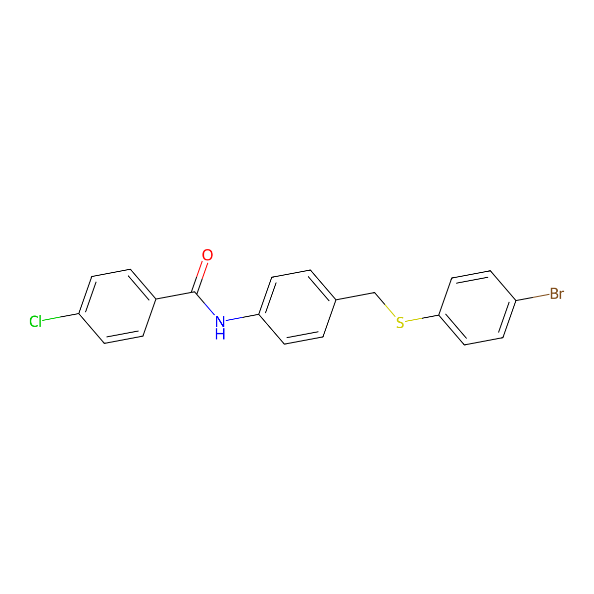 N-(4-{[(4-bromophenyl)sulfanyl]methyl}phenyl)-4-chlorobenzenecarboxamide molecular structure, CAS 321431-68-9