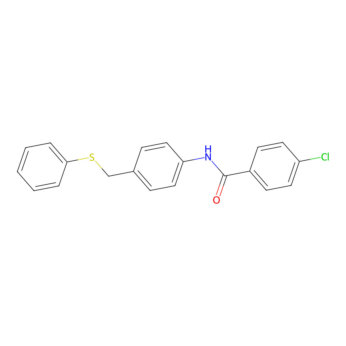 4-chloro-N-{4-[(phenylsulfanyl)methyl]phenyl}benzenecarboxamide molecular structure, CAS 321431-74-7