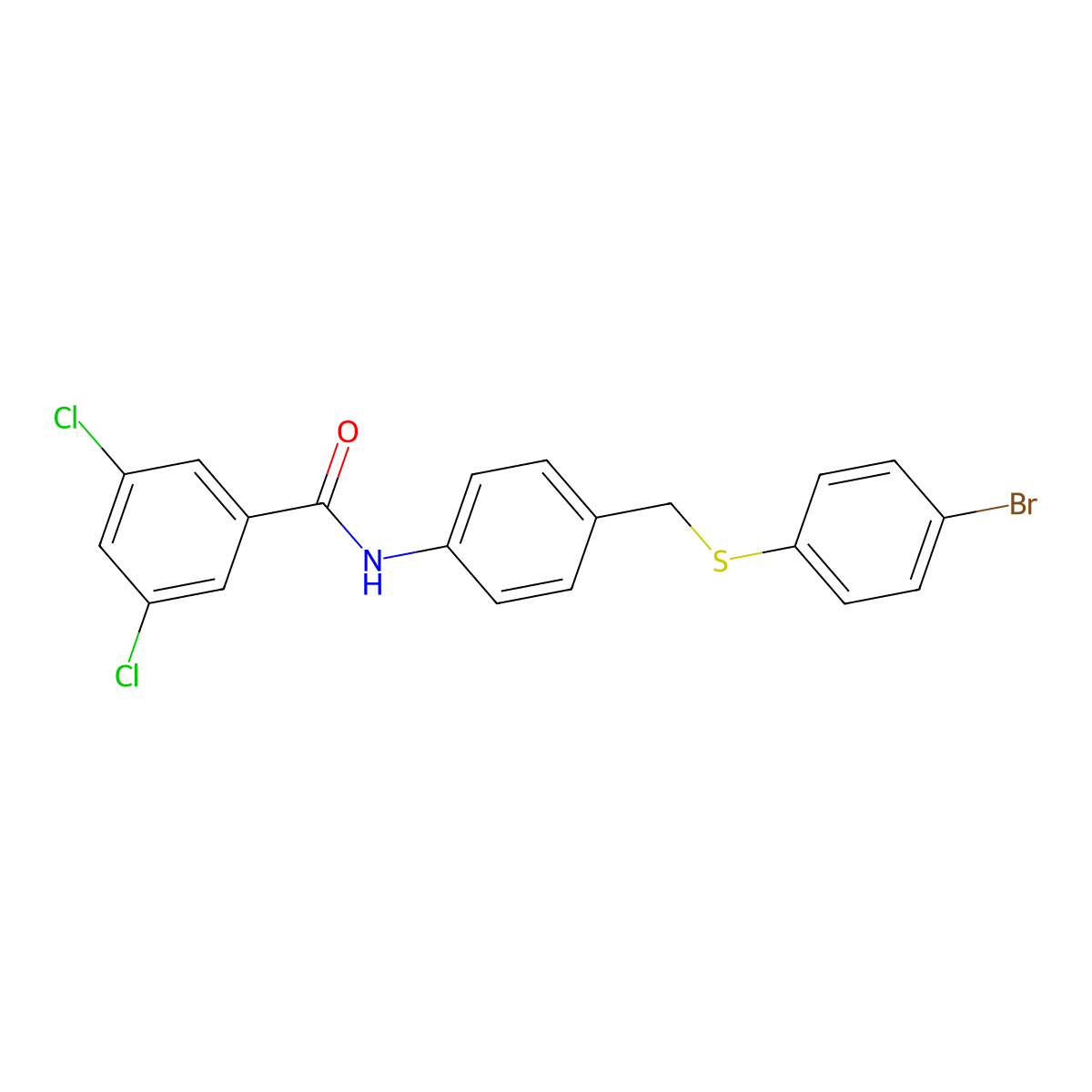 N-(4-{[(4-bromophenyl)sulfanyl]methyl}phenyl)-3,5-dichlorobenzenecarboxamide molecular structure, CAS 321431-77-0