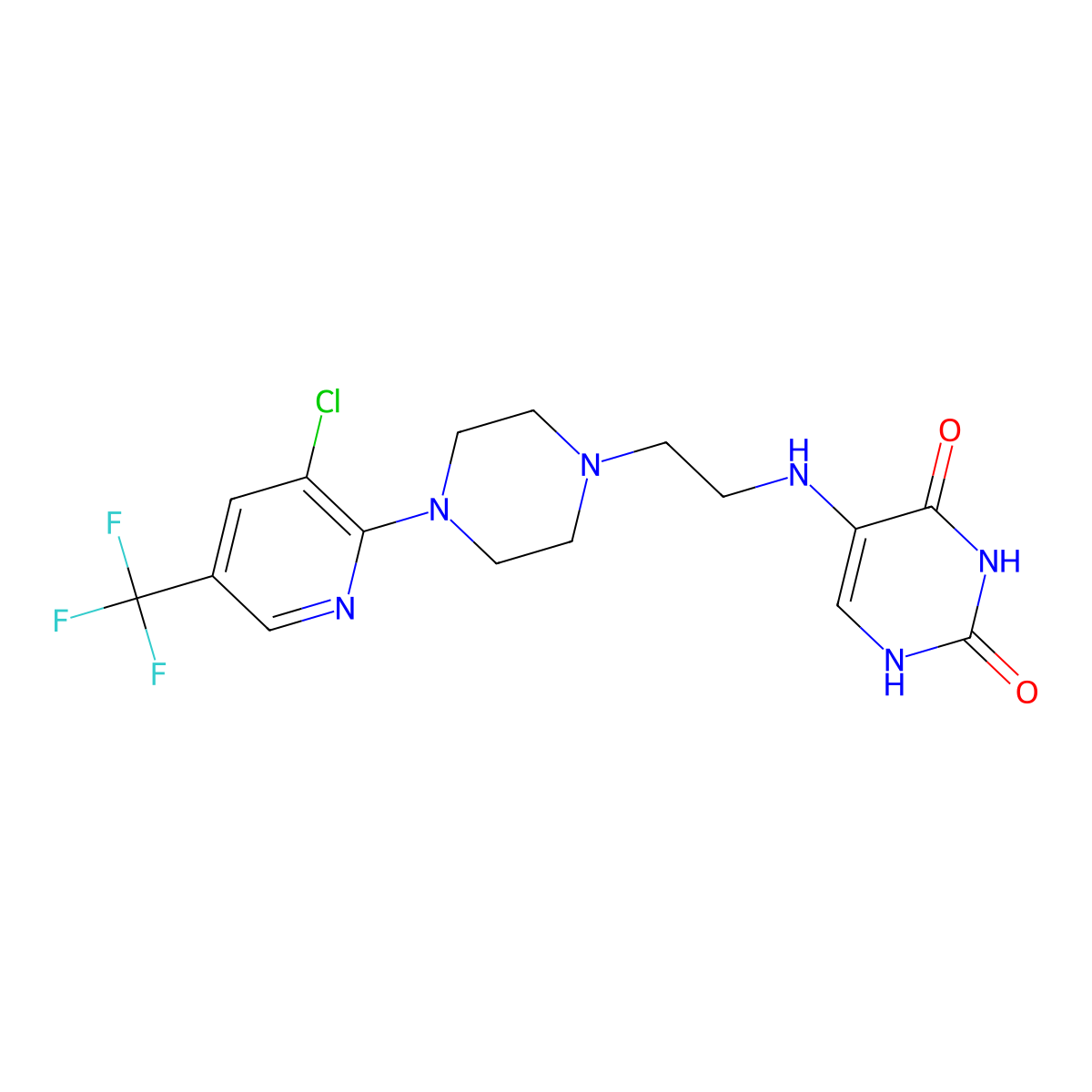 5-[(2-{4-[3-chloro-5-(trifluoromethyl)-2-pyridinyl]piperazino}ethyl)amino]-2,4(1H,3H)-pyrimidinedione molecular structure, CAS 321432-02-4