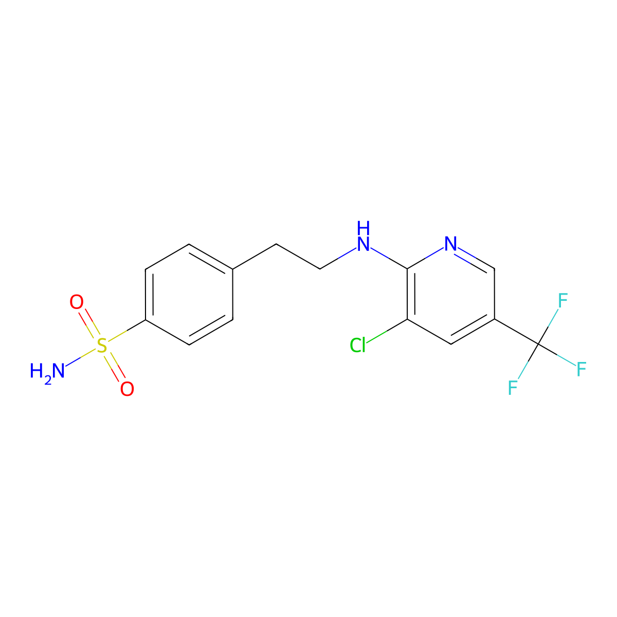 4-(2-{[3-Chloro-5-(trifluoromethyl)-2-pyridinyl]amino}ethyl)benzenesulfonamide molecular structure, CAS 321432-11-5