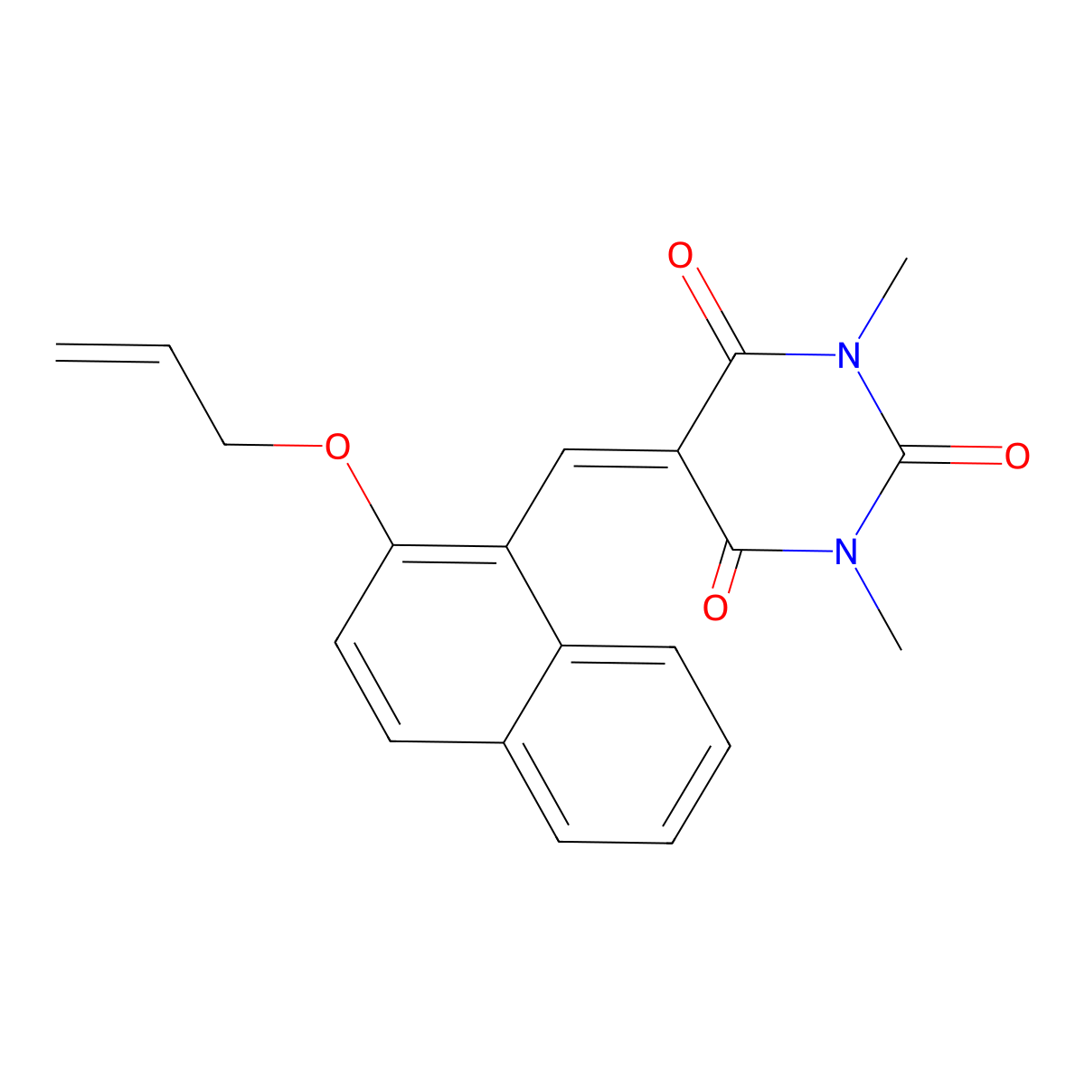 5-{[2-(allyloxy)-1-naphthyl]methylene}-1,3-dimethyl-2,4,6(1H,3H,5H)-pyrimidinetrione molecular structure, CAS 321432-16-0