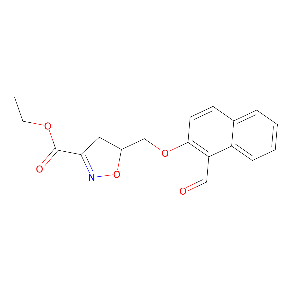 Ethyl 5-{[(1-formyl-2-naphthyl)oxy]methyl}-4,5-dihydro-3-isoxazolecarboxylate molecular structure, CAS 321432-25-1