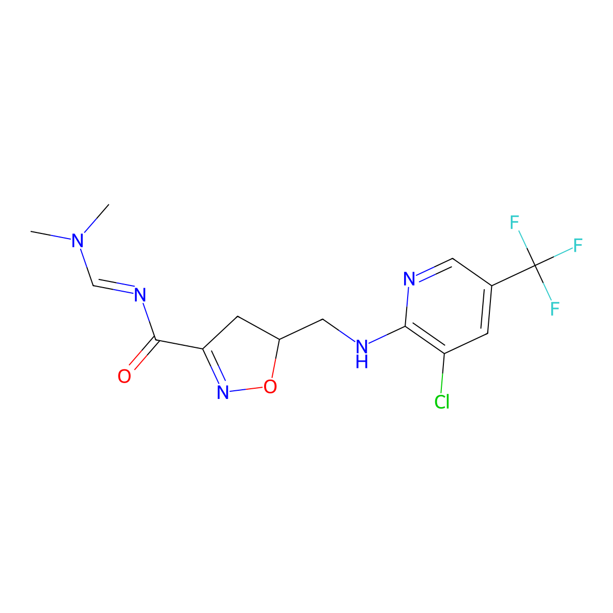 5-({[3-chloro-5-(trifluoromethyl)-2-pyridinyl]amino}methyl)-N-[(dimethylamino)methylene]-4,5-dihydro-3-isoxazolecarboxamide molecular structure, CAS 321432-30-8