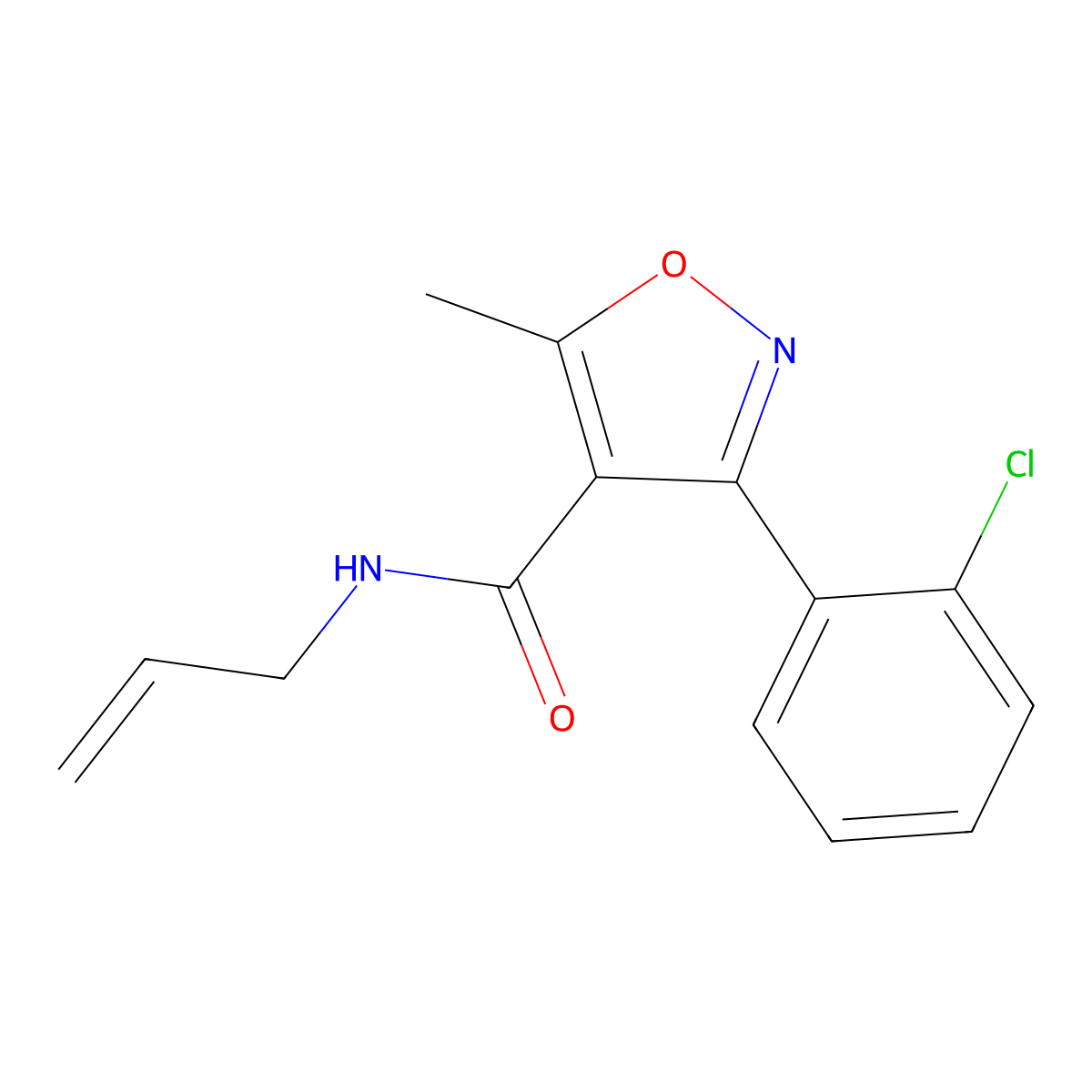 3-(2-chlorophenyl)-5-methyl-N-(prop-2-en-1-yl)-1,2-oxazole-4-carboxamide molecular structure, CAS 321432-31-9