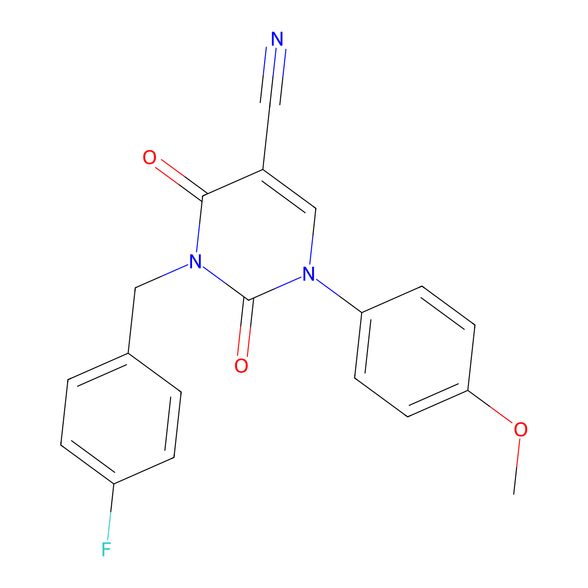 3-(4-Fluorobenzyl)-1-(4-methoxyphenyl)-2,4-dioxo-1,2,3,4-tetrahydro-5-pyrimidinecarbonitrile molecular structure, CAS 321432-33-1