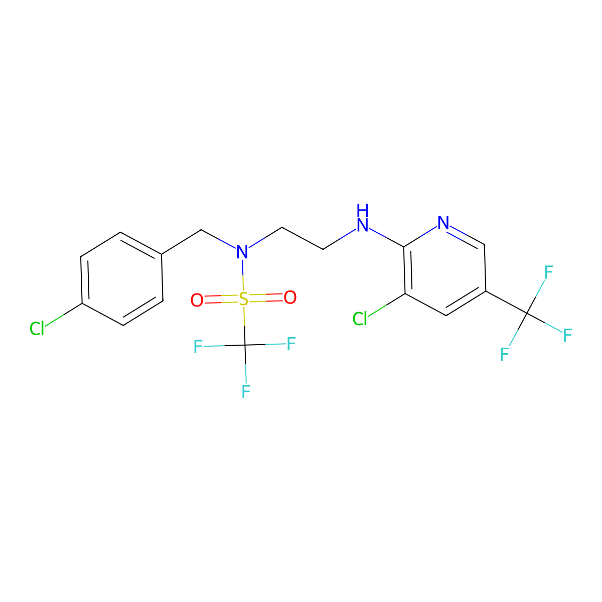N-(4-chlorobenzyl)-N-(2-{[3-chloro-5-(trifluoromethyl)-2-pyridinyl]amino}ethyl)trifluoromethanesulfonamide molecular structure, CAS 321432-42-2