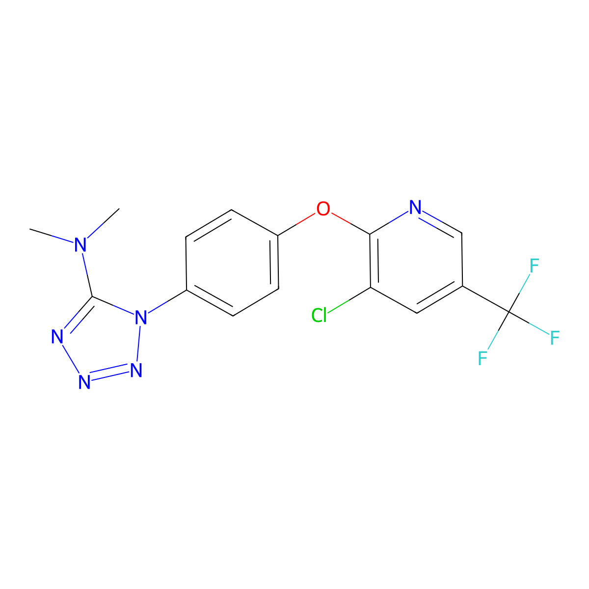 1-(4-{[3-chloro-5-(trifluoromethyl)-2-pyridinyl]oxy}phenyl)-N,N-dimethyl-1H-1,2,3,4-tetraazol-5-amine molecular structure, CAS 321432-45-5