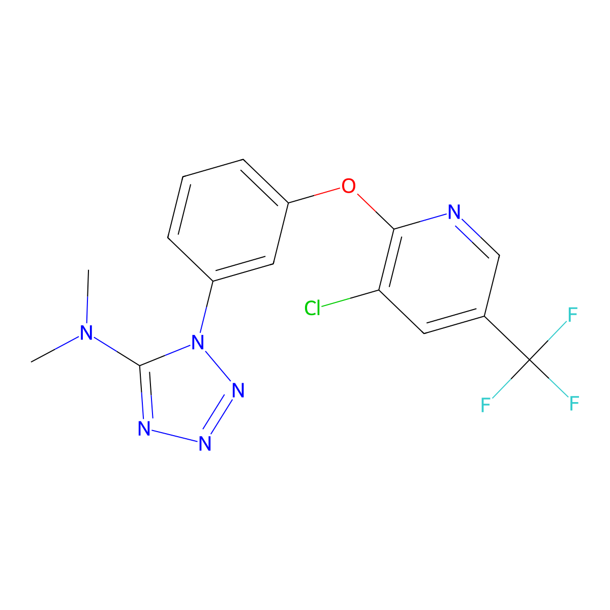 1-(3-{[3-chloro-5-(trifluoromethyl)-2-pyridinyl]oxy}phenyl)-N,N-dimethyl-1H-1,2,3,4-tetraazol-5-amine molecular structure, CAS 321432-46-6