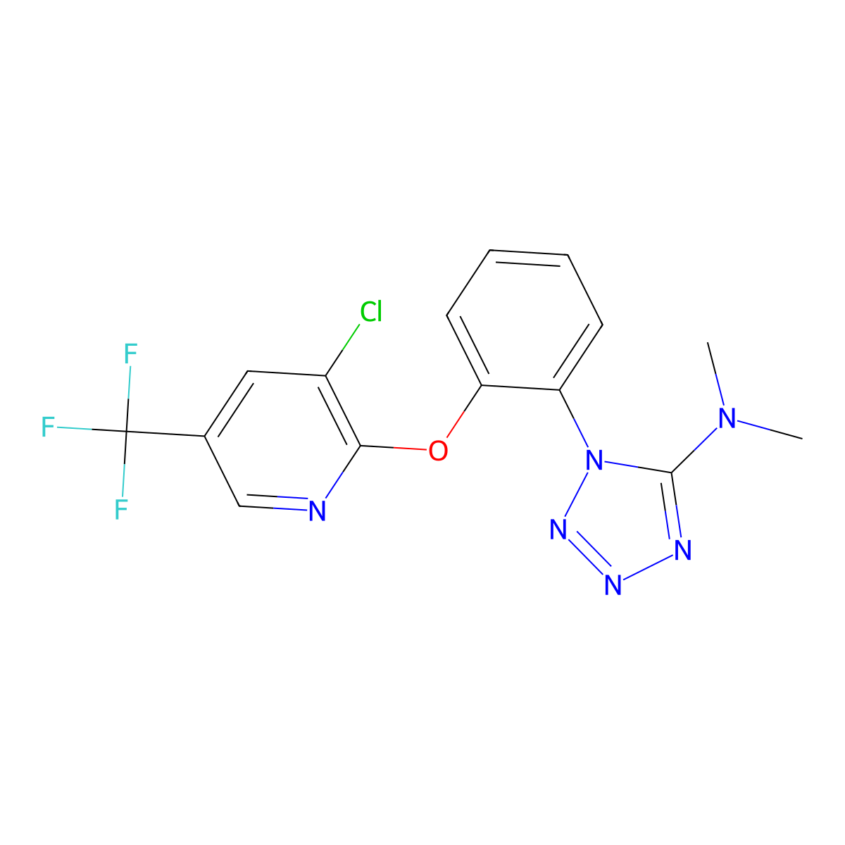 1-(2-{[3-chloro-5-(trifluoromethyl)-2-pyridinyl]oxy}phenyl)-N,N-dimethyl-1H-1,2,3,4-tetraazol-5-amine molecular structure, CAS 321432-47-7