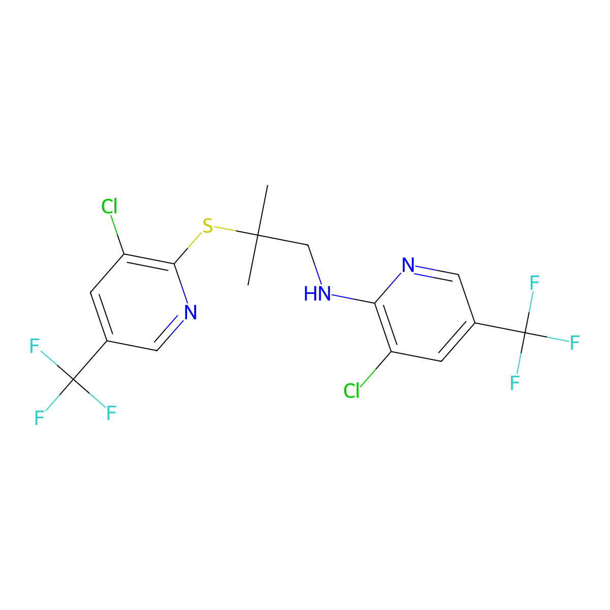3-chloro-N-(2-{[3-chloro-5-(trifluoromethyl)pyridin-2-yl]sulfanyl}-2-methylpropyl)-5-(trifluoromethyl)pyridin-2-amine molecular structure, CAS 321432-61-5