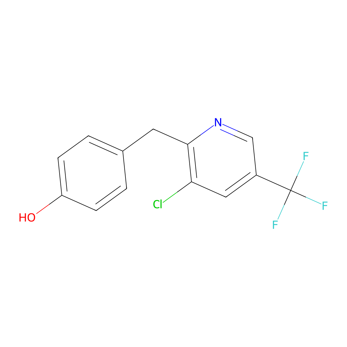 4-{[3-Chloro-5-(trifluoromethyl)-2-pyridinyl]-methyl}benzenol molecular structure, CAS 321432-62-6