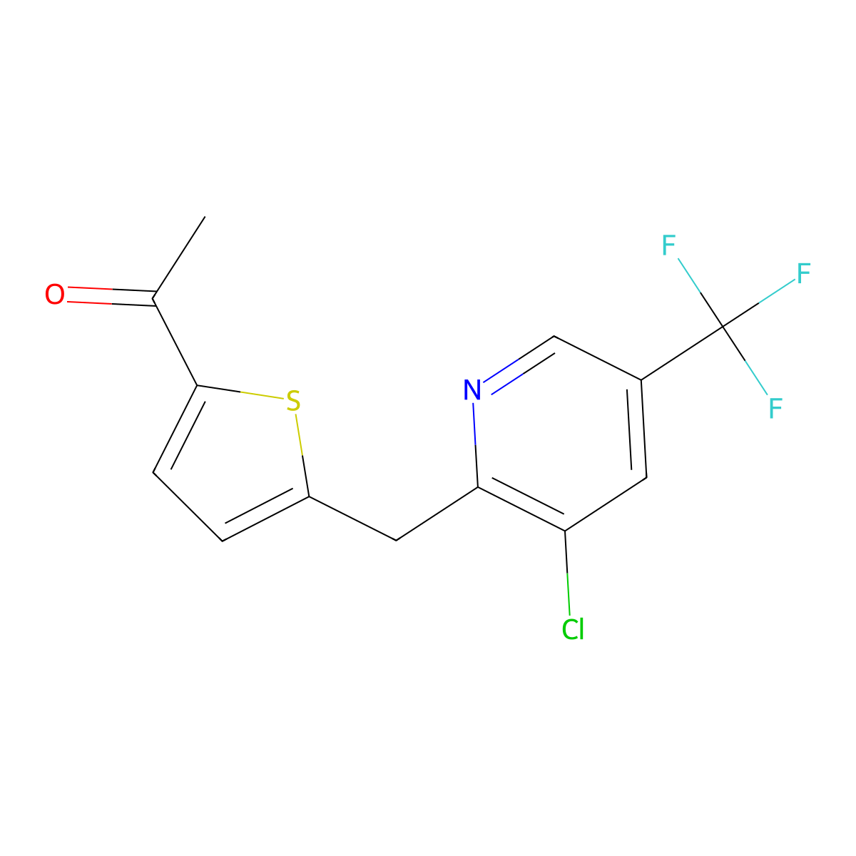 1-(5-{[3-Chloro-5-(trifluoromethyl)-2-pyridinyl]methyl}-2-thienyl)-1-ethanone molecular structure, CAS 321432-63-7
