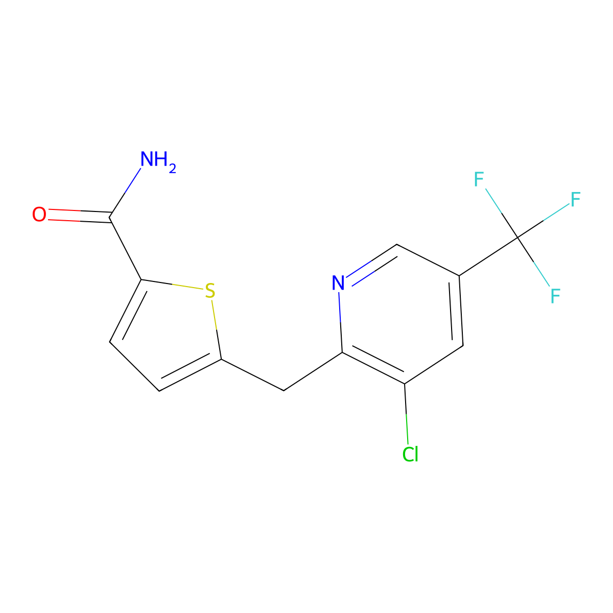 5-{[3-Chloro-5-(trifluoromethyl)-2-pyridinyl]methyl}-2-thiophenecarboxamide molecular structure, CAS 321432-70-6