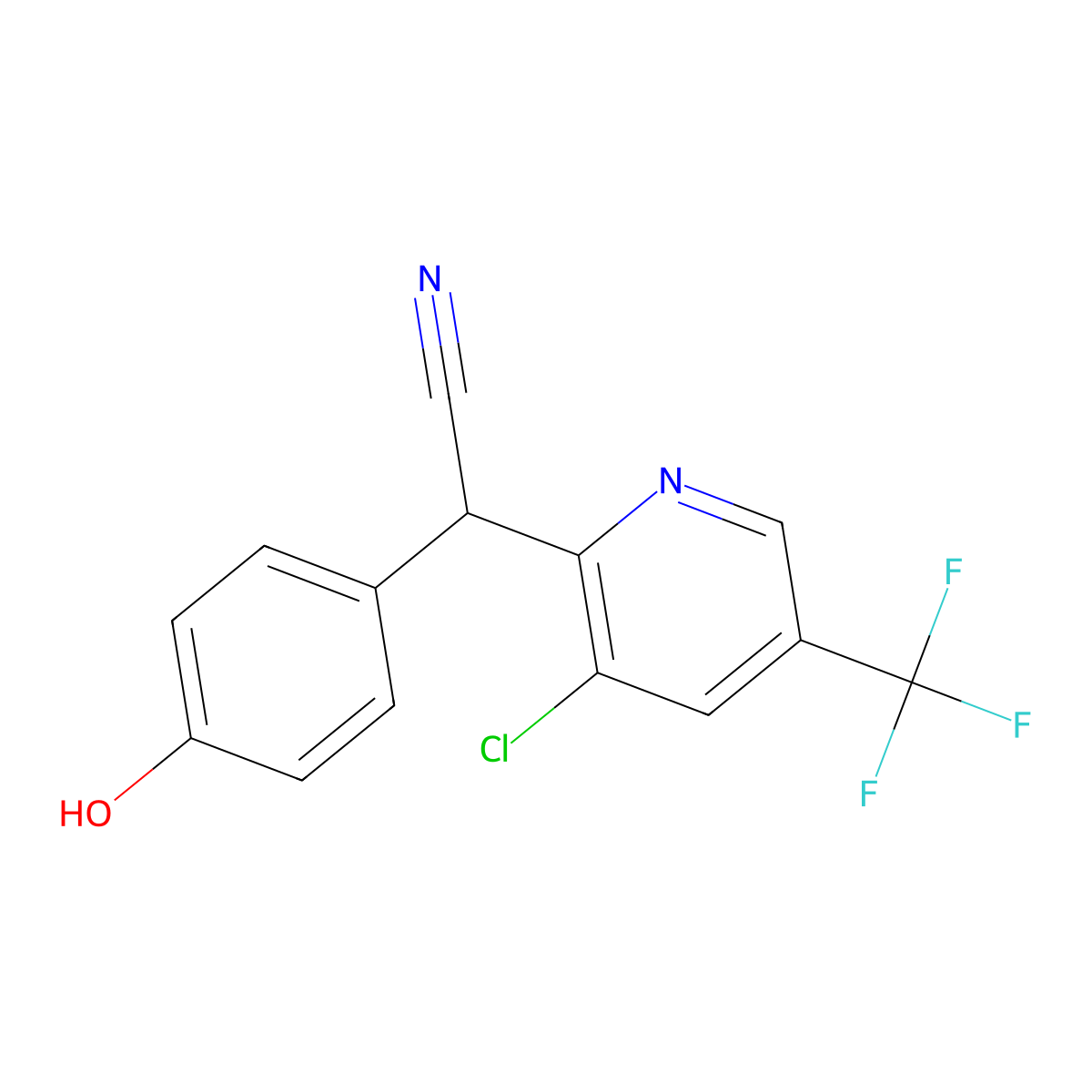 2-[3-Chloro-5-(trifluoromethyl)pyridin-2-yl]-2-(4-hydroxyphenyl)acetonitrile molecular structure, CAS 321432-72-8