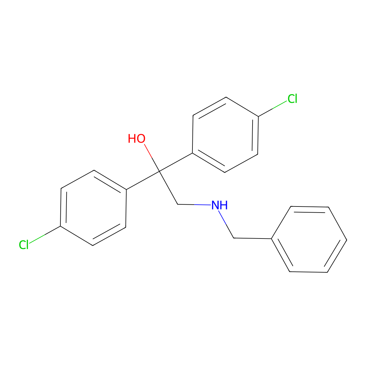 2-(Benzylamino)-1,1-bis(4-chlorophenyl)ethanol molecular structure, CAS 321432-76-2