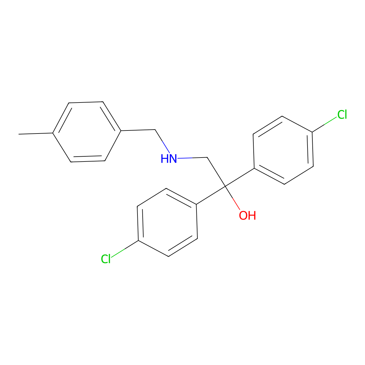 1,1-Bis(4-chlorophenyl)-2-[(4-methylbenzyl)amino]-1-ethanol molecular structure, CAS 321432-77-3