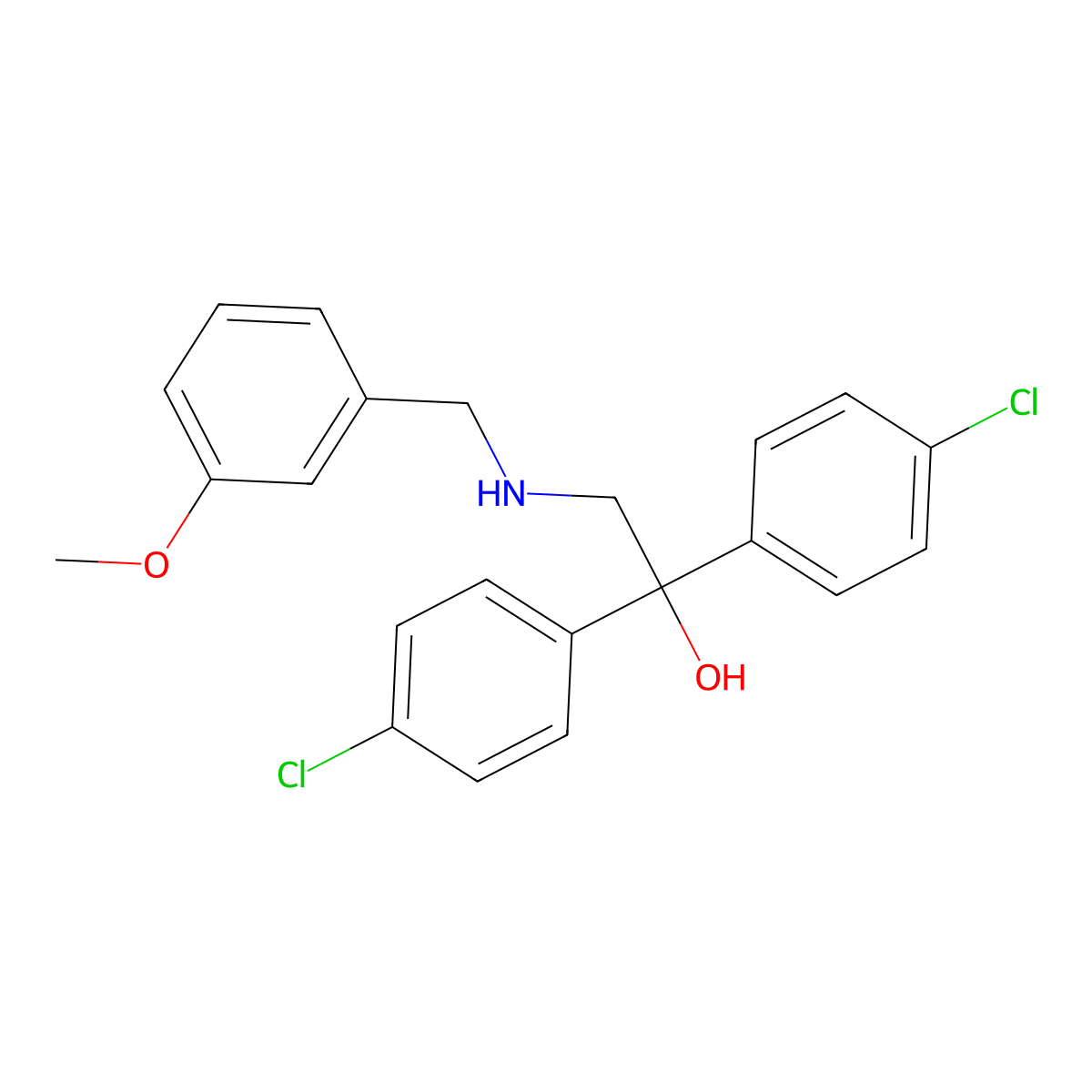 1,1-Bis(4-chlorophenyl)-2-[(3-methoxyphenyl)methylamino]ethanol molecular structure, CAS 321432-83-1