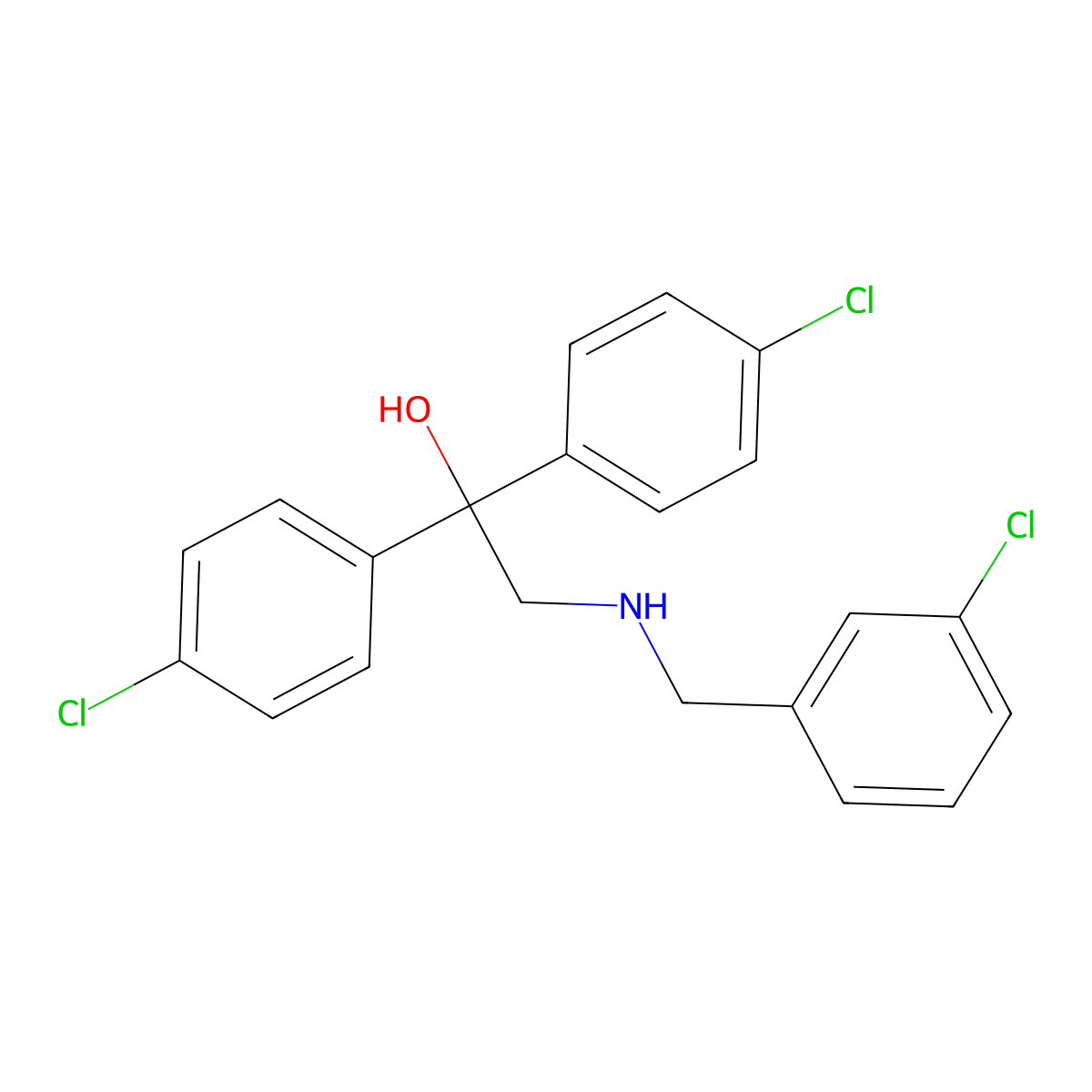1,1-Bis(4-chlorophenyl)-2-[(3-chlorophenyl)methylamino]ethanol molecular structure, CAS 321432-85-3