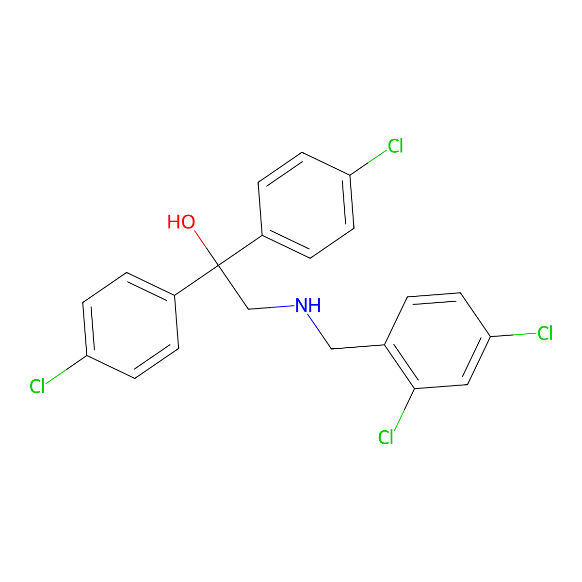 1,1-Bis(4-chlorophenyl)-2-[(2,4-dichlorophenyl)methylamino]ethanol molecular structure, CAS 321432-86-4