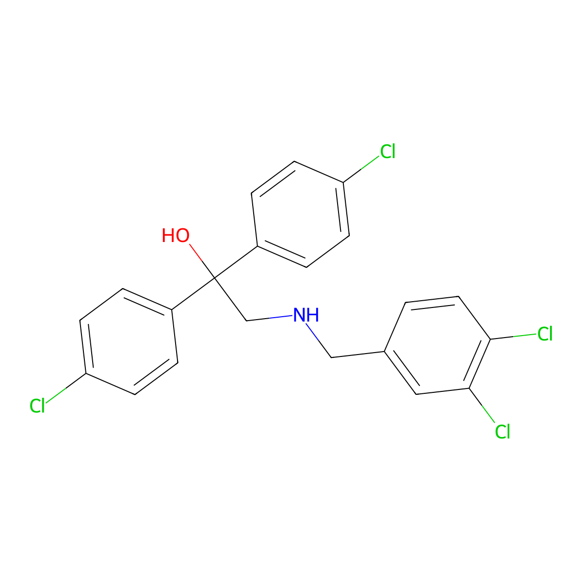 1,1-Bis(4-chlorophenyl)-2-[(3,4-dichlorophenyl)methylamino]ethanol molecular structure, CAS 321432-87-5