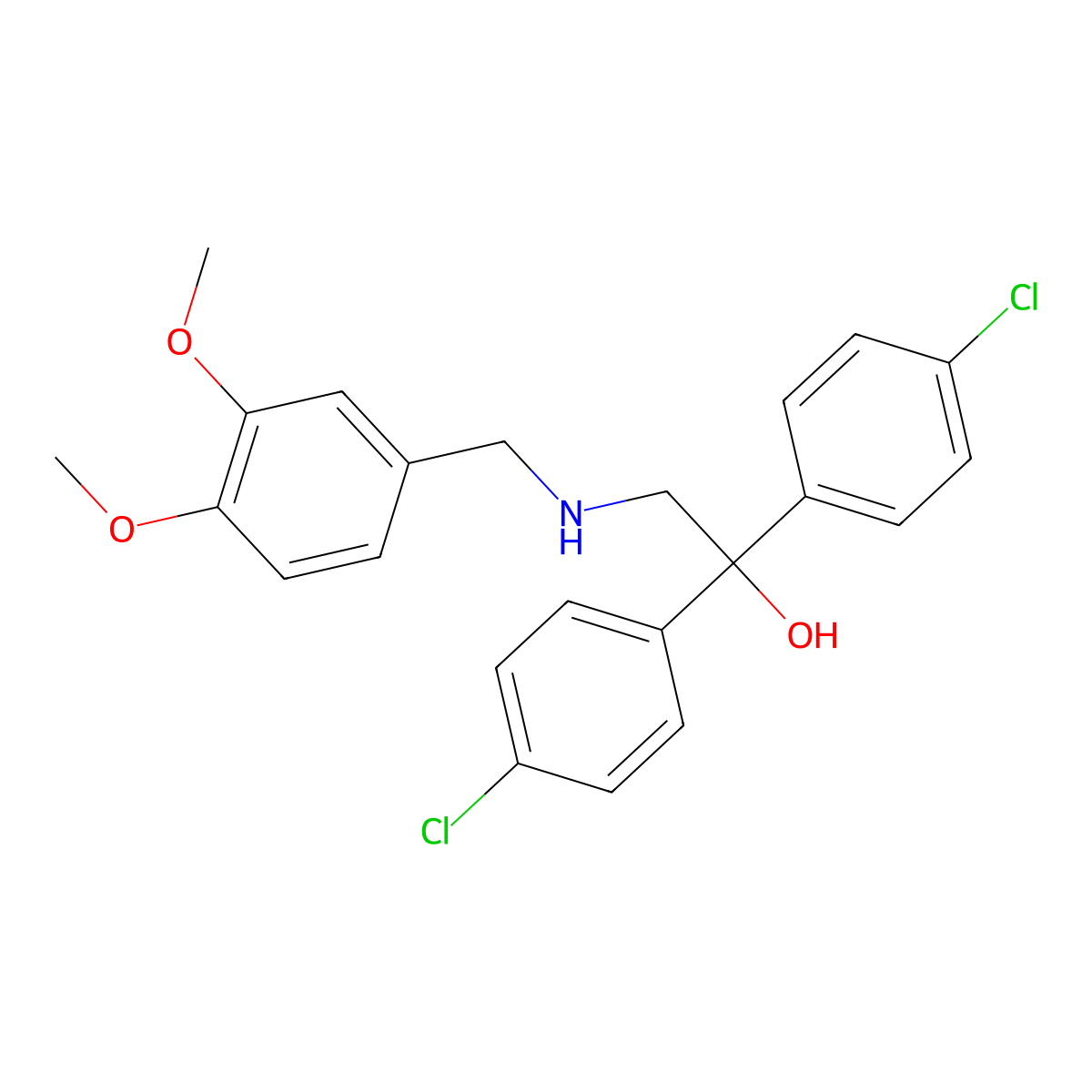 1,1-Bis(4-chlorophenyl)-2-[(3,4-dimethoxybenzyl)amino]-1-ethanol molecular structure, CAS 321432-89-7