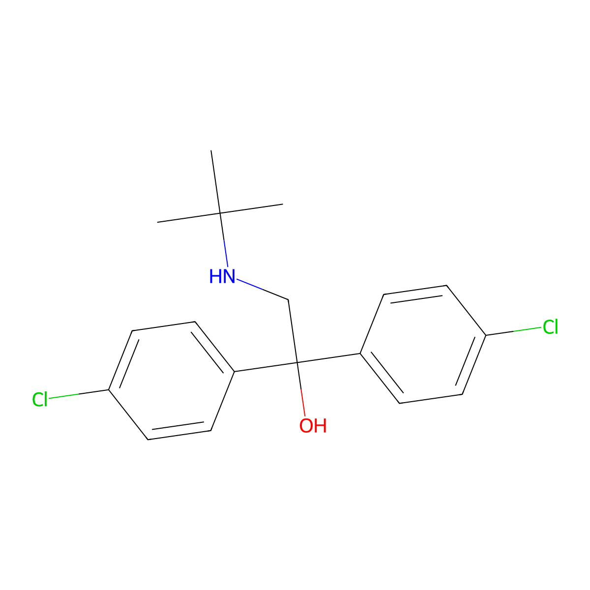 2-(Tert-butylamino)-1,1-bis(4-chlorophenyl)-1-ethanol molecular structure, CAS 321432-93-3