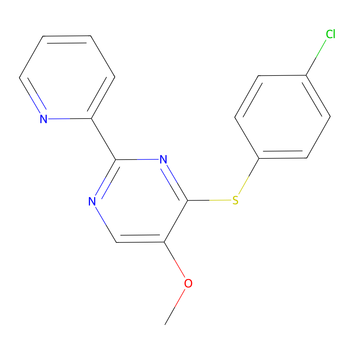 4-[(4-Chlorophenyl)sulfanyl]-2-(2-pyridinyl)-5-pyrimidinyl methyl ether molecular structure, CAS 321432-96-6