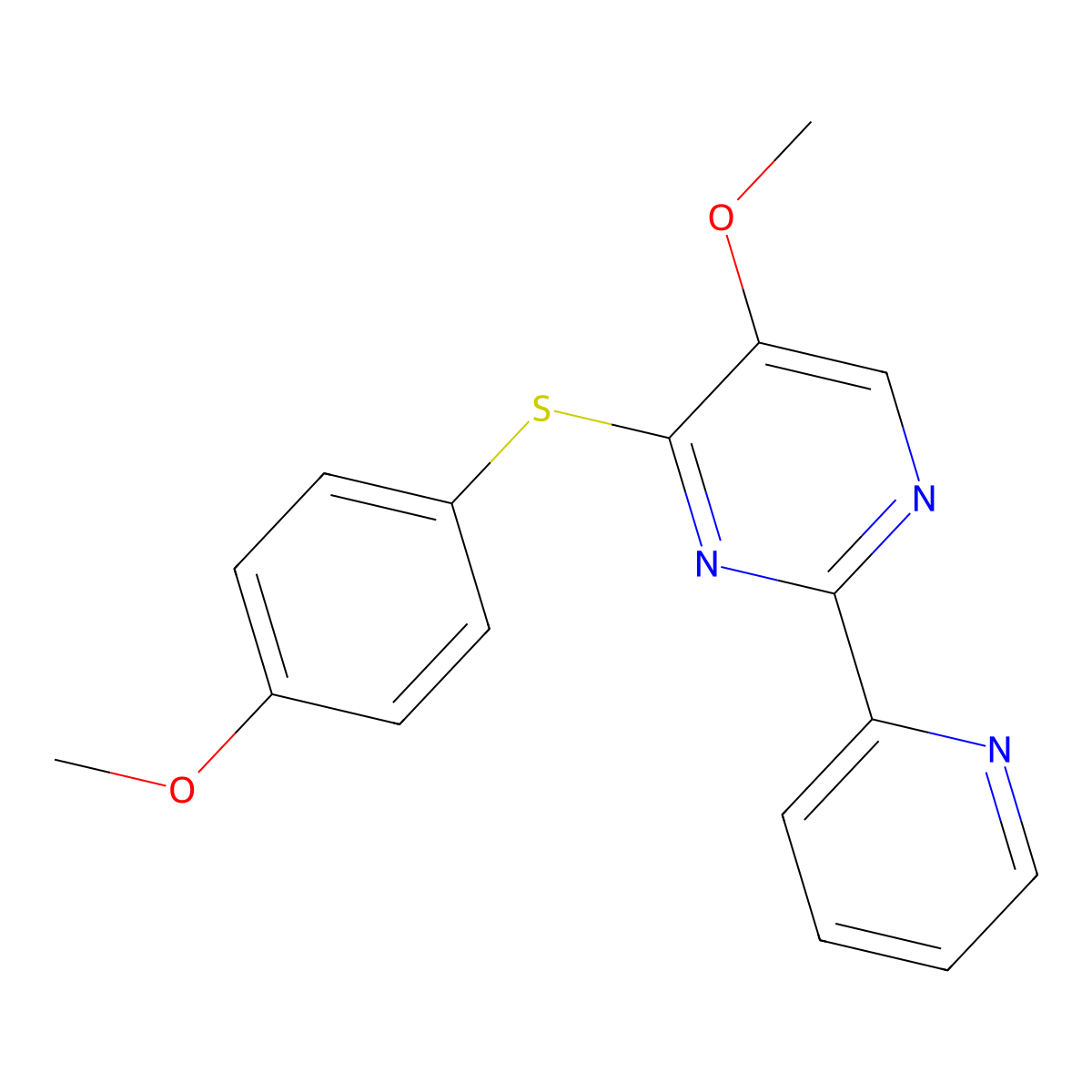 5-Methoxy-4-[(4-methoxyphenyl)sulfanyl]-2-(2-pyridinyl)pyrimidine molecular structure, CAS 321433-00-5